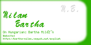 milan bartha business card